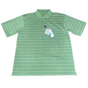 Tommy Arnour Dri-Logic Green Striped Golf Polo Collered Shirt - Size XL - NWT